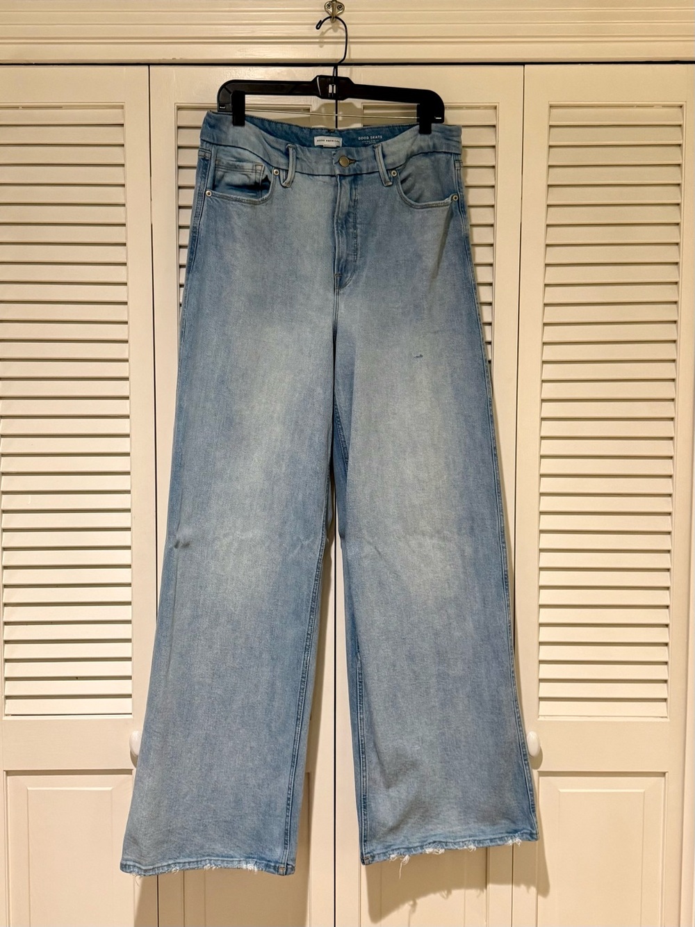 Good American “Good Skate” High Rise Wide Leg Jeans – Light Wash, Size 14/32